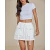imageluvamia Skorts for Woman High Waisted Cargo Pocket Elastic Waist Fast Dry Casual Hiking Tennis Sports Skirts with ShortsCream White