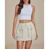 imageluvamia Skorts for Woman High Waisted Cargo Pocket Elastic Waist Fast Dry Casual Hiking Tennis Sports Skirts with ShortsTurtledove