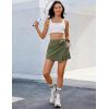 imageluvamia Skorts for Woman Trendy High Waisted Wrap Elastic Waist Pocket Fast Dry Hiking Tennis Golf Gym Skirt with ShortsArmy Green