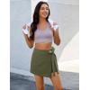 imageluvamia Skorts for Woman Trendy High Waisted Wrap Elastic Waist Pocket Fast Dry Hiking Tennis Golf Gym Skirt with ShortsArmy Green