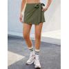 imageluvamia Skorts for Woman Trendy High Waisted Wrap Elastic Waist Pocket Fast Dry Hiking Tennis Golf Gym Skirt with ShortsArmy Green