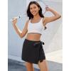 imageluvamia Skorts for Woman Trendy High Waisted Wrap Elastic Waist Pocket Fast Dry Hiking Tennis Golf Gym Skirt with ShortsBlack