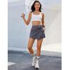 imageluvamia Skorts for Woman Trendy High Waisted Wrap Elastic Waist Pocket Fast Dry Hiking Tennis Golf Gym Skirt with ShortsDark Gray