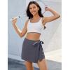 imageluvamia Skorts for Woman Trendy High Waisted Wrap Elastic Waist Pocket Fast Dry Hiking Tennis Golf Gym Skirt with ShortsDark Gray