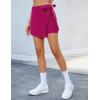 imageluvamia Skorts for Woman Trendy High Waisted Wrap Elastic Waist Pocket Fast Dry Hiking Tennis Golf Gym Skirt with ShortsFuchsia