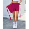 imageluvamia Skorts for Woman Trendy High Waisted Wrap Elastic Waist Pocket Fast Dry Hiking Tennis Golf Gym Skirt with ShortsFuchsia