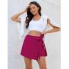 imageluvamia Skorts for Woman Trendy High Waisted Wrap Elastic Waist Pocket Fast Dry Hiking Tennis Golf Gym Skirt with ShortsFuchsia