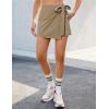 imageluvamia Skorts for Woman Trendy High Waisted Wrap Elastic Waist Pocket Fast Dry Hiking Tennis Golf Gym Skirt with ShortsKhaki