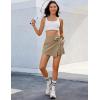 imageluvamia Skorts for Woman Trendy High Waisted Wrap Elastic Waist Pocket Fast Dry Hiking Tennis Golf Gym Skirt with ShortsKhaki