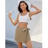 imageluvamia Skorts for Woman Trendy High Waisted Wrap Elastic Waist Pocket Fast Dry Hiking Tennis Golf Gym Skirt with ShortsKhaki