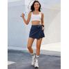imageluvamia Skorts for Woman Trendy High Waisted Wrap Elastic Waist Pocket Fast Dry Hiking Tennis Golf Gym Skirt with ShortsNavy Blue