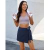 imageluvamia Skorts for Woman Trendy High Waisted Wrap Elastic Waist Pocket Fast Dry Hiking Tennis Golf Gym Skirt with ShortsNavy Blue