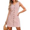 imageluvamia Denim Dresses for Women Sleeveless Stretchy Jean Summer Casual Western Short Button Down Dress with Patch PocketCandy Pink