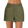 imageluvamia Dress Shorts for Women Trendy High Waisted Business Causal Summer Elastic Waist Trouser Shorts with PocketsArmy Green