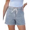 imageluvamia Jean Shorts for Women High Waisted Pull On Drawstring Elastic Waist Trendy Stretchy Denim Jorts Summer ShortsRoadknight Blue