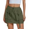 imageluvamia Skorts for Woman High Waisted Cargo Pocket Elastic Waist Fast Dry Casual Hiking Tennis Sports Skirts with ShortsArmy Green