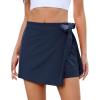 imageluvamia Skorts for Woman Trendy High Waisted Wrap Elastic Waist Pocket Fast Dry Hiking Tennis Golf Gym Skirt with ShortsNavy Blue