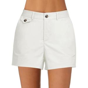 imageluvamia Dress Shorts for Women Trendy High Waisted Business Causal Summer Elastic Waist Trouser Shorts with PocketsCream White