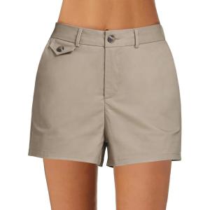 imageluvamia Dress Shorts for Women Trendy High Waisted Business Causal Summer Elastic Waist Trouser Shorts with PocketsOyster Gray