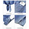 imageluvamia Denim Tops for Women Trendy Button Down Denim Shirt Tie Front Blouse 34 Sleeve Jean Chambray Crop Top CardiganClassic Blue