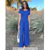 imageluvamia Jumpsuits for Women Causal Wide Leg Overall Jumpsuit Baggy Loose Short Sleeves Onesie Jumpers Comfy StretchyRoyal Blue