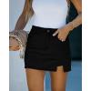 imageluvamia Skorts Skirts for Women Denim Mini Skirt Side Slit with High Waisted Jean Shorts StretchyTrue Black
