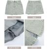 imageluvamia Skorts Skirts for Women Denim Mini Skirt Side Slit with High Waisted Jean Shorts StretchyVintage Light Blue