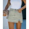 imageluvamia Skorts Skirts for Women Denim Mini Skirt Side Slit with High Waisted Jean Shorts StretchyVintage Light Blue