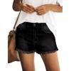 imageluvamia Womens Casual Mid Rise Denim Shorts Stretch Ripped Raw Hem Jean ShortsBlack