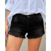imageluvamia Womens Casual Mid Rise Denim Shorts Stretch Ripped Raw Hem Jean ShortsBlack