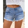 imageluvamia Womens Casual Mid Rise Denim Shorts Stretch Ripped Raw Hem Jean ShortsIndigo Blue Tides