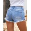 imageluvamia Womens Casual Mid Rise Denim Shorts Stretch Ripped Raw Hem Jean ShortsIndigo Blue Tides