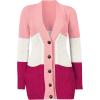 imageluvamia Womens Long Sleeve Open Front Buttons Cable Knit Pocket Sweater CardiganB Pinkish Block