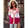 imageluvamia Womens Long Sleeve Open Front Buttons Cable Knit Pocket Sweater CardiganB Pinkish Block