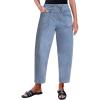 imageluvamia Barrel Jeans Women Trendy High Waisted Pull On Drawstring Elastic Waist Stretchy Denim Pants with Utility PocketLakeside Blue