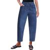 imageluvamia Barrel Jeans Women Trendy High Waisted Pull On Drawstring Elastic Waist Stretchy Denim Pants with Utility PocketMedium Blue