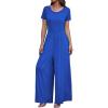 imageluvamia Jumpsuits for Women Causal Wide Leg Overall Jumpsuit Baggy Loose Short Sleeves Onesie Jumpers Comfy StretchyRoyal Blue
