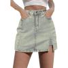 imageluvamia Skorts Skirts for Women Denim Mini Skirt Side Slit with High Waisted Jean Shorts StretchyVintage Light Blue
