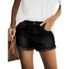 imageluvamia Womens Casual Mid Rise Denim Shorts Stretch Ripped Raw Hem Jean ShortsBlack