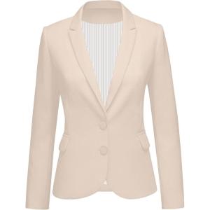 imageluvamia Womens Long Sleeve Formal Notch Lapel Button Down Blazer Pockets JacketTurtledove