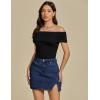 imageluvamia Jean Skirts for Women Denim High Waisted Stretchy Denim Skirt with Slit Trendy Casual Slim Fit Short SkirtsDark Blue
