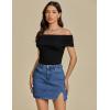 imageluvamia Jean Skirts for Women Denim High Waisted Stretchy Denim Skirt with Slit Trendy Casual Slim Fit Short SkirtsMedium Blue
