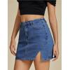 imageluvamia Jean Skirts for Women Denim High Waisted Stretchy Denim Skirt with Slit Trendy Casual Slim Fit Short SkirtsMedium Blue