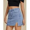 imageluvamia Jean Skirts for Women Denim High Waisted Stretchy Denim Skirt with Slit Trendy Casual Slim Fit Short SkirtsRoadknight Blue
