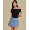 imageluvamia Jean Skirts for Women Denim High Waisted Stretchy Denim Skirt with Slit Trendy Casual Slim Fit Short SkirtsRoadknight Blue