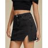 imageluvamia Jean Skirts for Women Denim High Waisted Stretchy Denim Skirt with Slit Trendy Casual Slim Fit Short SkirtsWashed Black