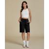 imageluvamia Sweat Shorts for Women Pull On Casual Athletic Bermuda Shorts Drawstring Cotton Long SweatShorts with PocketsBlack