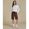 imageluvamia Sweat Shorts for Women Pull On Casual Athletic Bermuda Shorts Drawstring Cotton Long SweatShorts with PocketsBrown