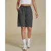 imageluvamia Sweat Shorts for Women Pull On Casual Athletic Bermuda Shorts Drawstring Cotton Long SweatShorts with PocketsCharcoal