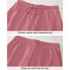 imageluvamia Sweat Shorts for Women Pull On Casual Athletic Bermuda Shorts Drawstring Cotton Long SweatShorts with PocketsCoral